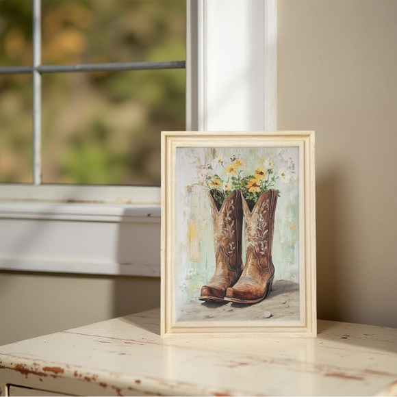 Floral Western Boots Framed Art - Picture 2 of 5